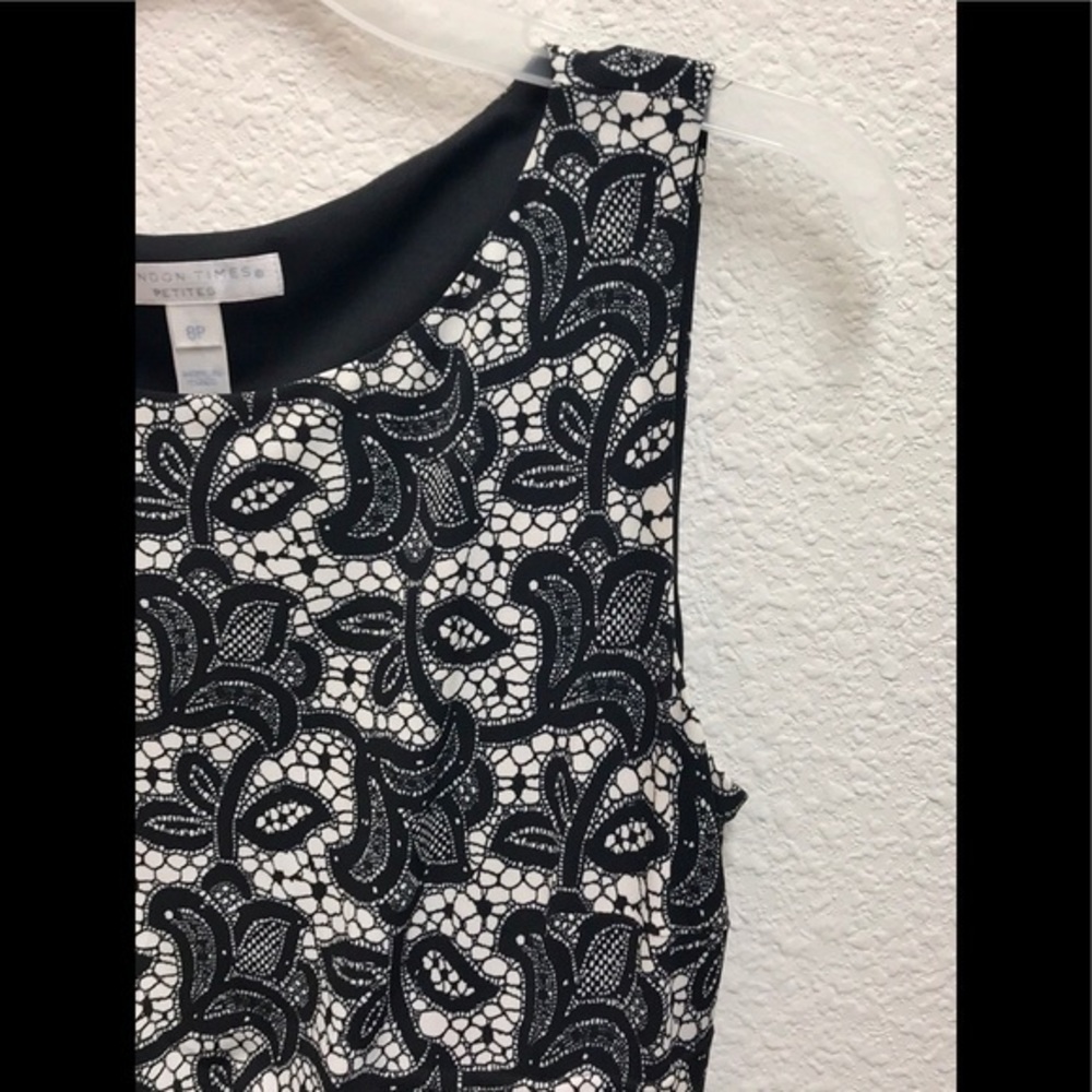 London Times Black Cream Floral Dress /8P - Picture 7 of 11